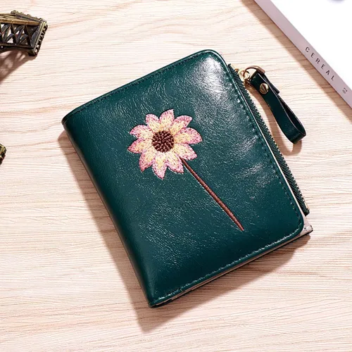 Vista 3 de AOXONEL Cartera pequeña plegable para mujer billetera compacta para mujer con cremallera para adolescentes niñas y niños Verde Classic