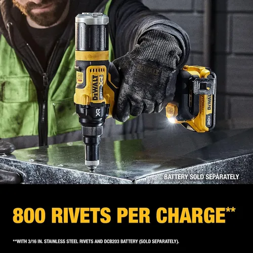 Vista 5 de DEWALT 20V MAX XR - Herramienta de remache inalámbrica, 3/16", solo herramienta principal (DCF403B)