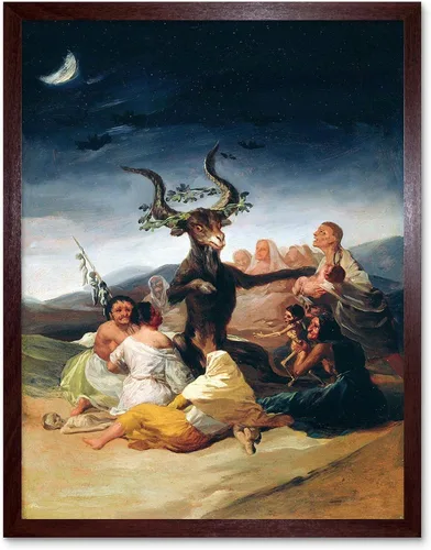 Vista 9 de Wee Blue Coo Pintura Fantasía Paisaje Goya Brujas Sabbath Arte Impresión Marco Póster Decoración de Pared 12x16 pulgadas