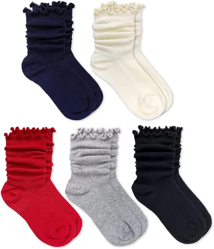 Vista 3 de Jefferies Socks Calcetines de tripulación con volantes para niñas, paquete de 5