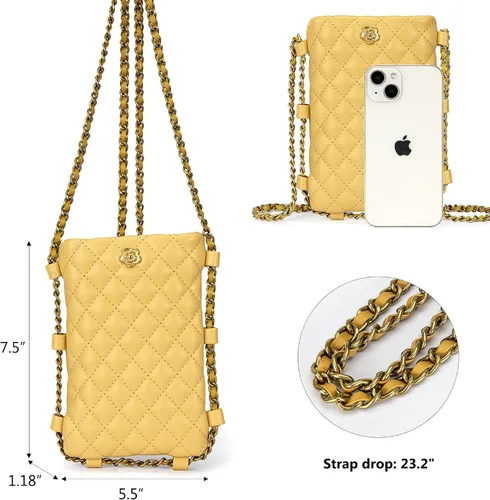 Vista 5 de Montana West Small Crossbody Quilted Cell Phone Purse for Women Soft Chain Cellphone Wallet Bag