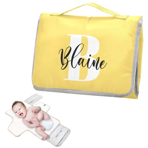 Vista 17 de Cambiador de pañales de bebé beige para niños pequeños, tapete portátil para cambiar pañales con bolsillo de almacenamiento para viajes, aparador