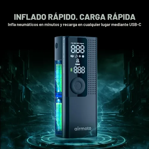 Vista 8 de Airmoto y Kit de Energía Paquete de Oferta - 1 paquete - Inflador de Neumáticos Compresor de Aire Portátil con Kit de Energía para Cargar