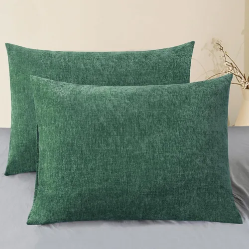 Vista 52 de CaliTime - Paquete de 2 fundas de almohada acogedoras para sofá, decoración del hogar, felpilla suave teñida sólida, 16 x 16 pulgadas, marrón Marrón