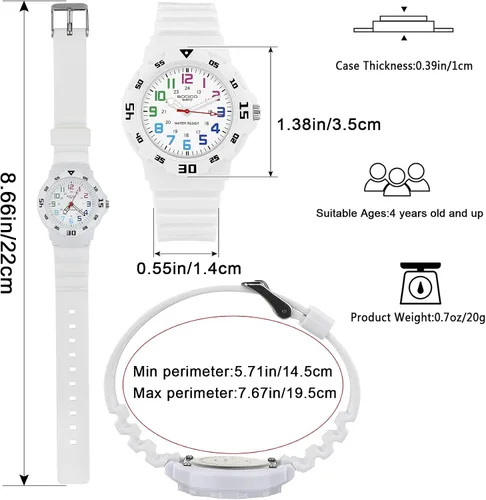 Vista 2 de Reloj analógico para niños, resistente al agua, para enseñar el tiempo, para niños y niñas, correa suave para aprender