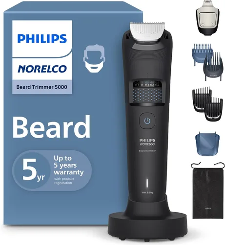 Vista 16 de Norelco Philips BT5511/49 - Cortadora de barba y cortapelos serie 5500, eléctrica, inalámbrica, de una pasada, con función lavable para una fácil