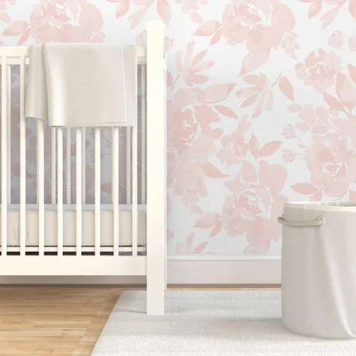 Vista 6 de Papel tapiz para despegar y pegar, peonías, rubor, flores, princesa, floral, para habitación de niñas, papel tapiz extraíble personalizado por