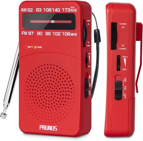 Vista 9 de PRUNUS J-166 - Radio portátil AM FM, Regalos para papá y mamá, Radio operada con pilas con luz de sintonización, clip trasero, excelente recepción