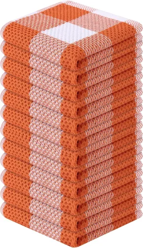Vista 14 de Homaxy 100% Cotton Check 6 Pack Dish Cloths, 12" x 12", White & Pink Blanco & Rosa