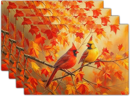 Vista 34 de Fall Placemats 12×18 Inches Set of 4 Autumn Leaves Festival Indoor Kitchen Dining Table Place Mats for Home Party Decoration