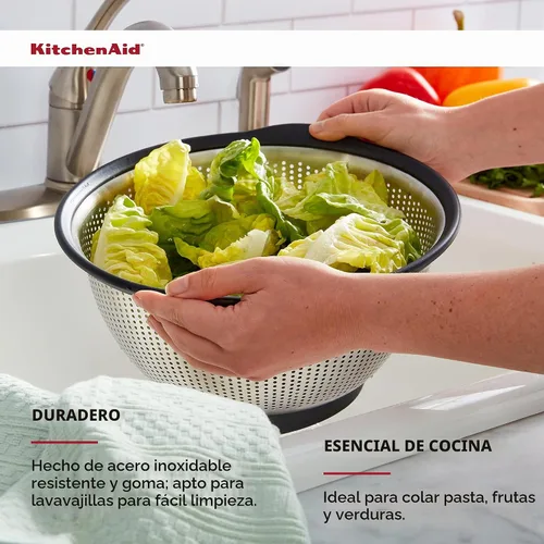 Vista 3 de KitchenAid Colador de acero inoxidable, 5 cuartos de galón, negro
