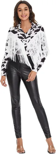 Vista 6 de Verdusa - Blusa de manga larga con ribete de flecos abotonada para mujer