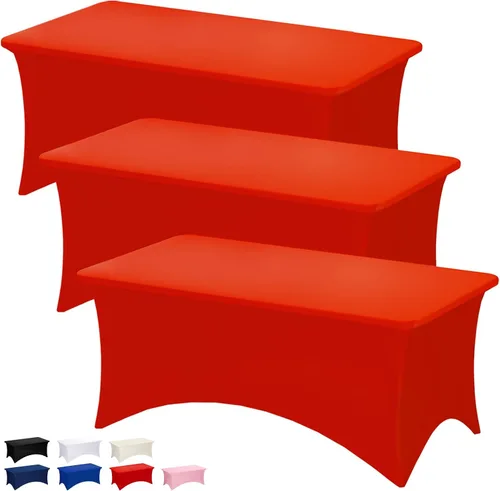 Vista 37 de Fixwal Paquete de 6 Manteles de Mesa Rectangulares, Cubierta de Mesa de 6 Pies, Mantel Blanco Rectangular Ajustado Elástico Rectangular, Cubierta