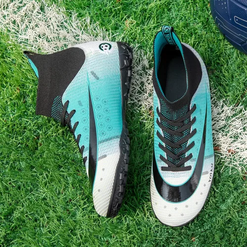 Vista 9 de Botas de fútbol para hombre Turf Hightop TF zapatos de fútbol profesionales para interiores y exteriores