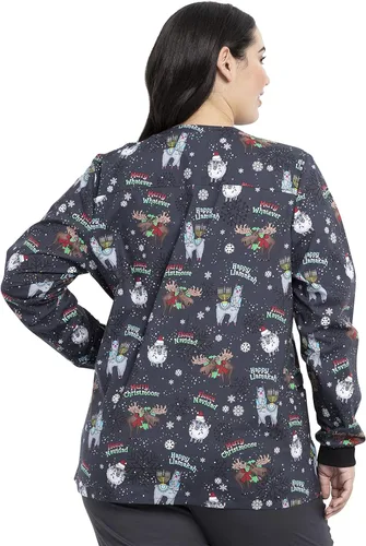 Vista 5 de Cherokee Impresiones Mujeres Calentamiento Scrubs Chaqueta Snap Front CK301