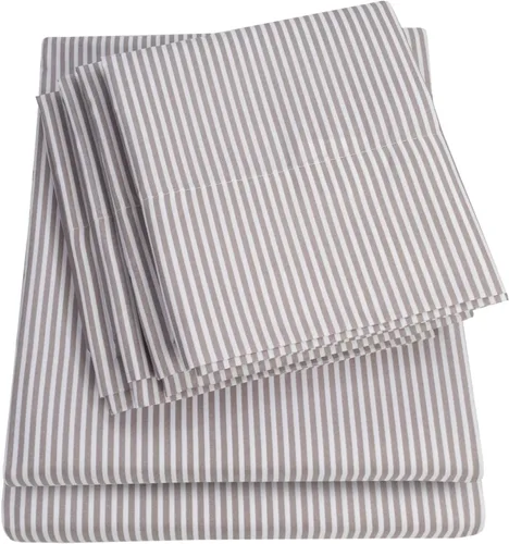 Vista 23 de Juego de sábanas de 4 piezas para camas individuales de 1500 hilos de microfibra de cepillado fino con bolsillo profundo - 1 funda de almohada