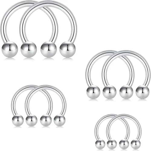 Vista 18 de D.Bella Anillos de herradura para el tabique de nariz de acero quirúrgico 16G 18G 20G Joyería de piercing para nariz, cartílago, hélix, tragus, aro