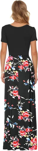 Vista 5 de Auselily - Vestidos de mujer, largos, manga corta, holgados, de estilo sencillo e informal