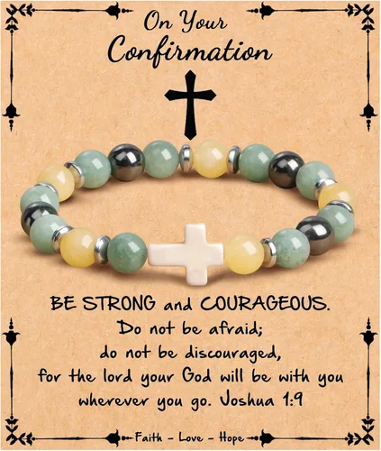 Vista 19 de Pulsera cruz JoycuFF para mujer, regalos de fe cristiana para mujer, joyería católica religiosa de Pascua, joyería cristiana, pulseras con cuentas