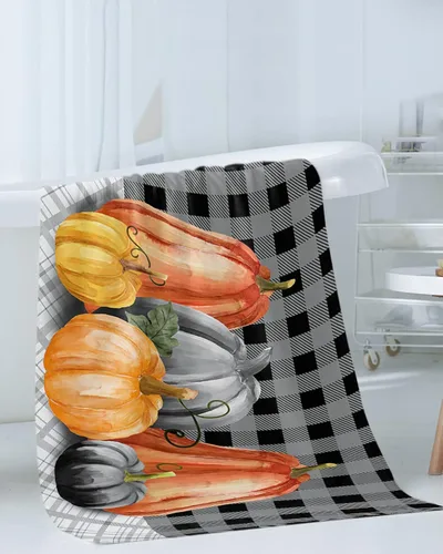 Vista 3 de Fall Pumpkins Bath Towels for Bathroom Set - Luxury Towels Gifts for Women,Quick Dry Beach Kitchen Hand Hair Face Yoga Workout Gym Towel and Dish