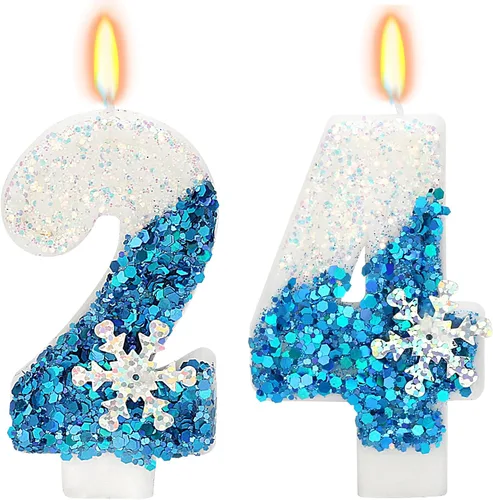 Vista 13 de Velas de cumpleaños con temática de nieve, suministros de fiesta de cumpleaños de invierno, decoración de pastel número 0 de 2.76 pulgadas (número 0)