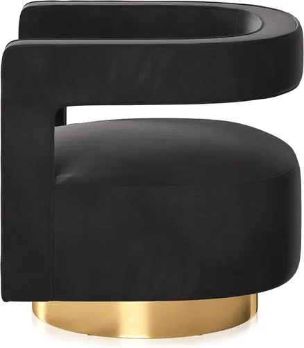 Vista 9 de BELLEZE Silla de Acento Giratoria Tipo Barril, Silla Redonda Moderna Tapizada con Brazos Cómoda de Terciopelo con Respaldo Curvado con Base Dorada