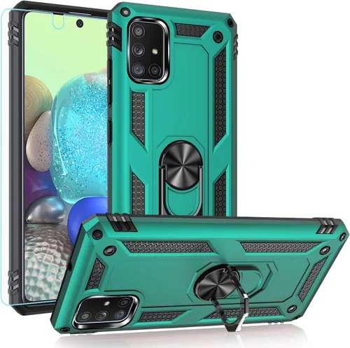 Vista 11 de Funda para Samsung A71 5G, Galaxy A71 5G, funda PUSHIMEI de grado militar resistente con protector de pantalla HD, anillo magnético con soporte