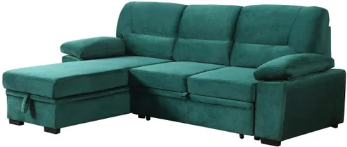 Vista 6 de Kipling - Sofá seccional reversible de tela de terciopelo verde