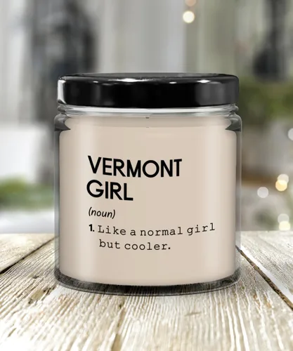 Vista 3 de Vermont Girl Definition Candle State of Vermont Vela Vermont Girl Candle Larga Distancia Amistad inauguración de la casa Nuevo regalo para el hogar