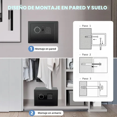 Vista 4 de Caja fuerte digital electrónica para dinero, caja de seguridad de acero con teclado, para oficina, hotel, negocios, joyería, pistola, caja fuerte