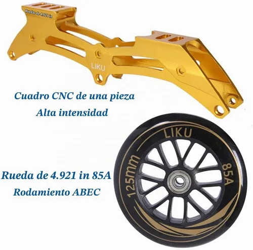Vista 4 de LIKU Negro 3WD Patín En Línea,Patín De Carreras De 3 Ruedas Unisex