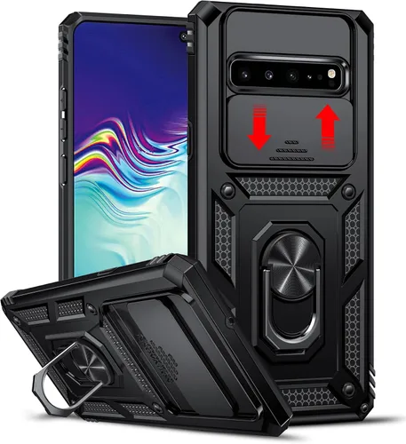 Vista 214 de LeYi Funda para Samsung Galaxy A05 (no compatible con A05S) con protector de pantalla y protector de lente de cámara, funda resistente de grado Negro