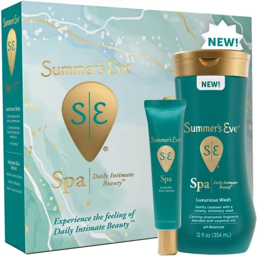 Vista 2 de Summer's Eve Spa Set para mujer Caja de regalo Suero hidratante para después del afeitado para mujer, tubo de 1 onza Lavado femenino