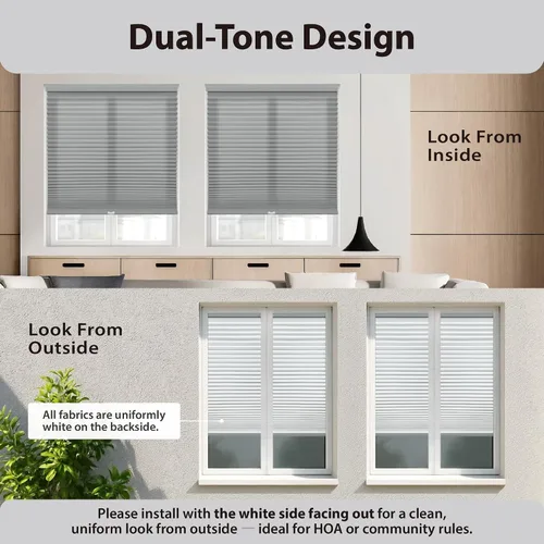 Vista 8 de DEZ FURNISHINGS Persiana celular inalámbrica con filtro de luz de 1.5 pulgadas, 18 pulgadas de ancho x 36 pulgadas de alto, gris ancla