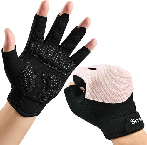 Vista 9 de Seektop Guantes de entrenamiento transpirables para mujeres y hombres, guantes gruesos acolchados para levantamiento de pesas, protección completa