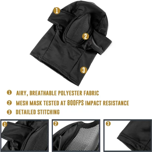 Vista 7 de OneTigris Pasamontañas de malla, máscara táctica Ninja con protección facial completa para exteriores