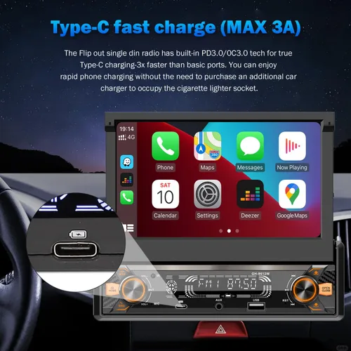 Vista 4 de Radio de coche con pantalla táctil inalámbrica CarPlay