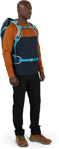Vista 12 de Osprey Hikelite 32L Mochila ligera para senderismo - Mochila de viaje plegable y duradera con funda para lluvia para hombres y mujeres, Azul Atlas