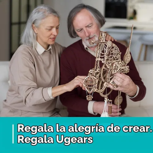 Vista 3 de UGEARS Aero Clock - Rompecabezas 3D de madera para adultos, kit de modelo mecánico de madera para adultos, reloj de pared, rompecabezas 3D con kit