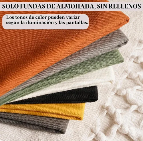 Vista 2 de RELY+ Fundas de cojín de algodón negras de 16"x16" Juego de 2 Fundas decorativas con cremallera para cojines, para sofá, casa de campo y sala