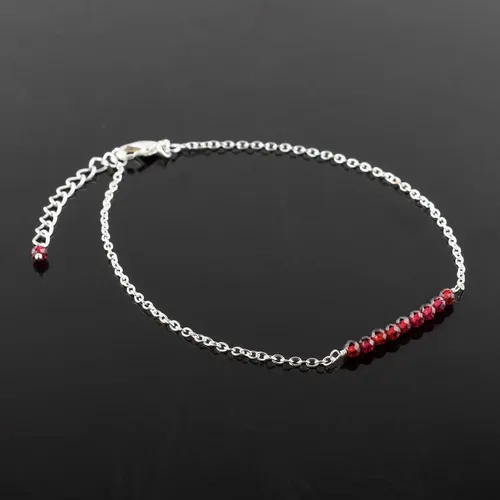 Vista 64 de YANARA Pulsera de tobillo para mujer, piedra de nacimiento natural, cuentas de piedras preciosas, tobillera delicada hecha a mano de 9 pulgadas +