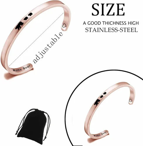 Vista 2 de NC - Pulsera de mamá oso para la familia, joyería de mamá oso para mamá, oso bebé, oso de cachorros, regalo para mamá, oso con joyería de 1, 2, 3