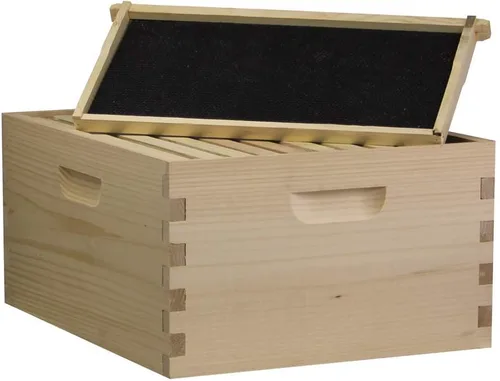Vista 3 de Amish Made in USA Starter Bee Hive Complete para miel con marcos y cimientos 10 marcos