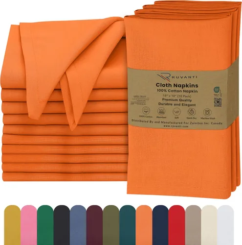 Vista 15 de Ruvanti - Servilletas de tela, paquete de 6, 45x45 centímetros, 100% algodón, lavables, suaves y absorbentes, perfectas para bodas, cenas de Belleza