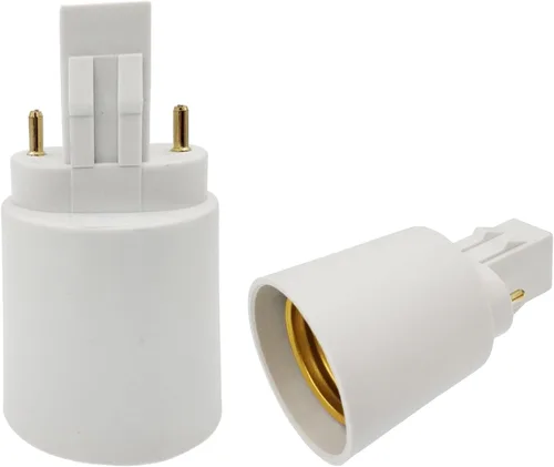 Vista 2 de Adaptador de enchufe de lámpara 2P GX23 a E26, convertidor de base de lámpara GX23 a E26/E27, adaptador de enchufes de bombilla de 2 pines, doble