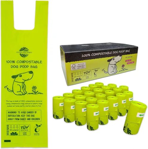 Vista 10 de Bolsa para excrementos de perro, bolsas compostables para excrementos de perro, ecológicas, sin perfume, a base de vegetales, extra gruesa, a prueba