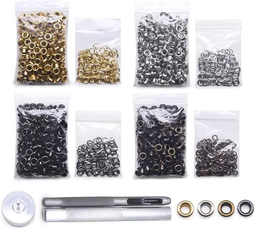 Vista 11 de SEMINI Kit de 800 ojales Gronmets de 0.138 in con 3 piezas de herramientas de instalación para zapatos, ropa, bolsa de manualidades, 4