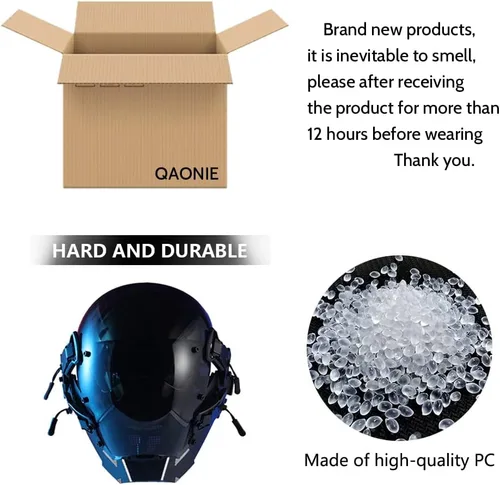 Vista 7 de QAONIE Máscara futurista Techwear para adultos, máscaras de disfraz de Halloween para cosplay, múltiples opciones de color. Máscara de estilo punk.