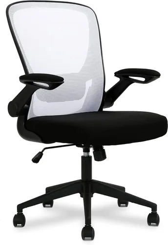 Vista 12 de Silla de oficina en casa, silla de escritorio ergonómica con soporte lumbar ajustable y reposabrazos abatibles, silla de computadora de malla