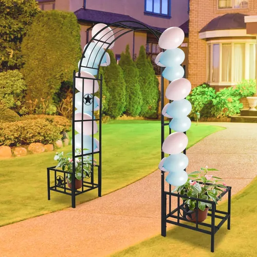 Vista 8 de Arco de metal para jardín al aire libre, 7 pies 5 pulgadas de alto x 6 pies 7 pulgadas de ancho, enrejado de arco de jardín para plantas trepadoras